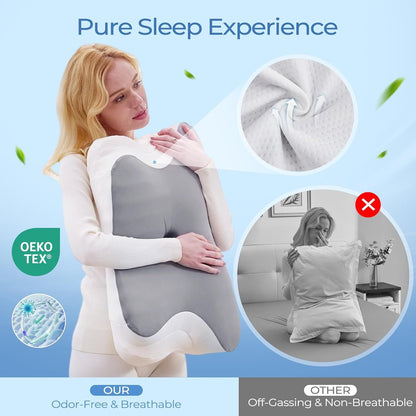 Ergonomic Cervical Neck Pillow for Sleeping – Memory Foam Pillow with Massage Nodes for Neck Pain Relief, Side Sleeper &amp; Back Support
