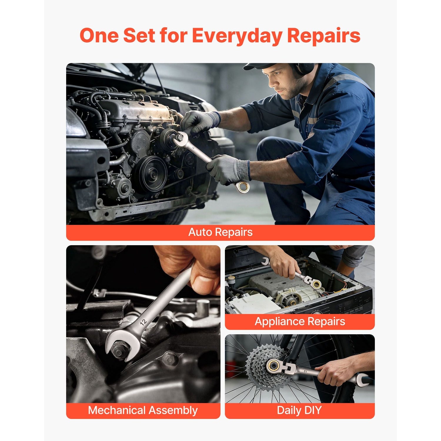 flex head ratcheting wrench set