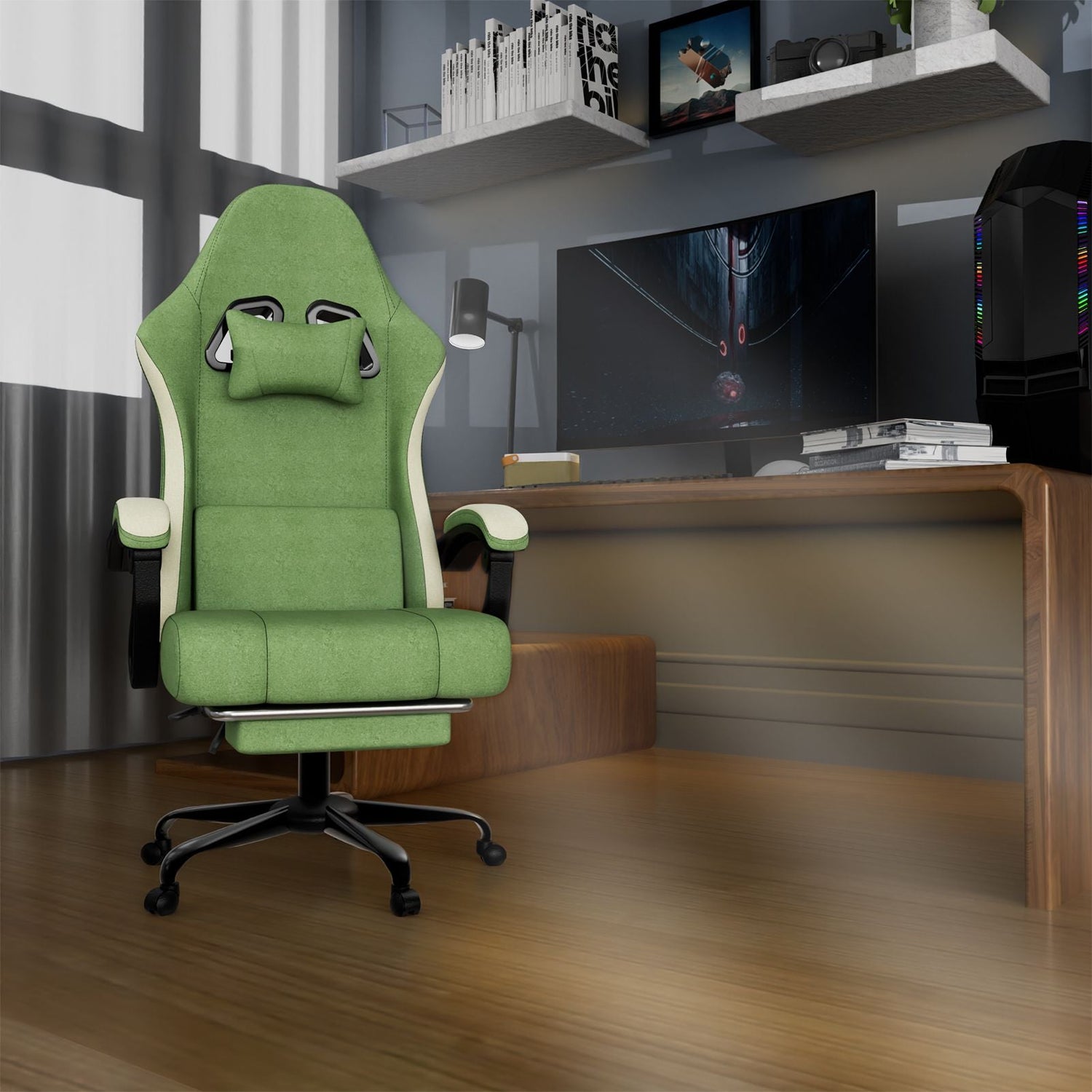 ergonomic gaming chair with footrest