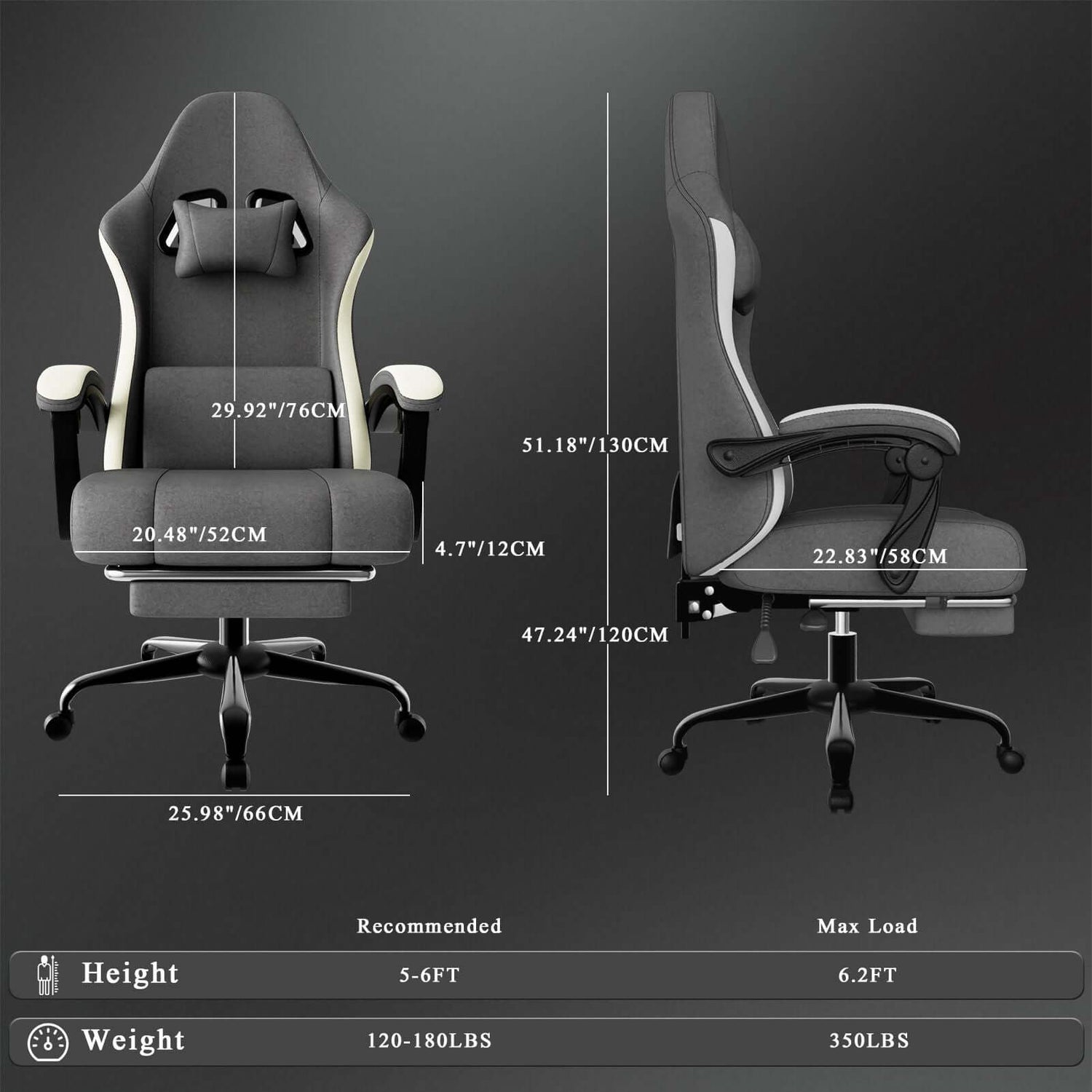 ergonomic gaming chair with footrest