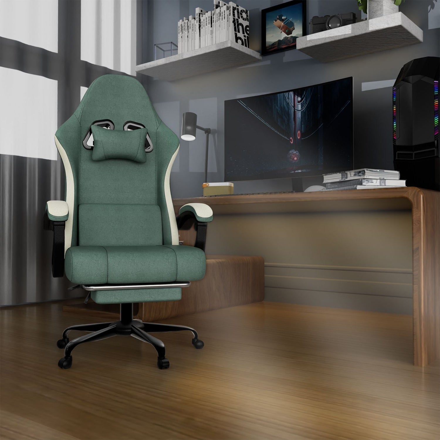 ergonomic gaming chair with footrest