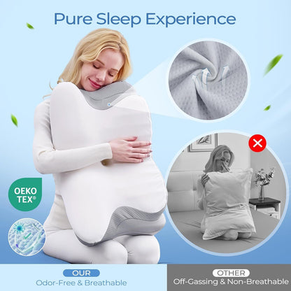 Ergonomic Cervical Neck Pillow for Sleeping – Memory Foam Pillow with Massage Nodes for Neck Pain Relief, Side Sleeper &amp; Back Support