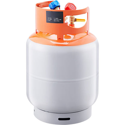 Refrigerant Recovery Tank, 30 LBS Capacity, 400 psi Portable Cylinder Tank with Y-Valve for Liquid/Vapor, High-sealing Recovery Can for R22/R134A/R410A, Orange+Gray