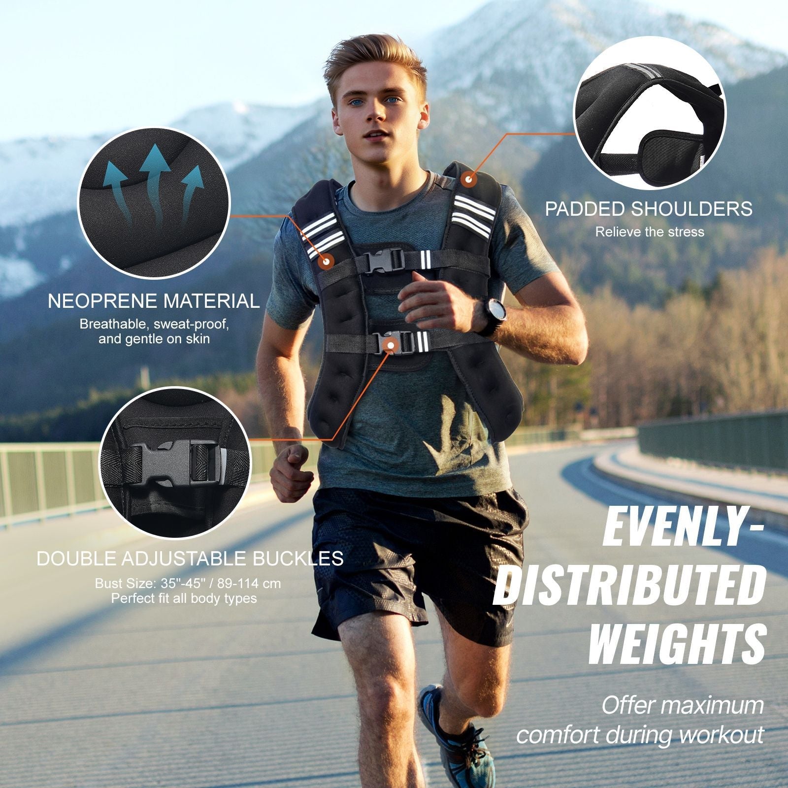 GoFly Weighted Vest, 20 lbs Weight Vest with Reflective Stripe, Adjustable Buckle Body Weight Vest for Men Women, Workout Equipment for Strength Training, Running, Jogging, Fitness, and Weight Loss