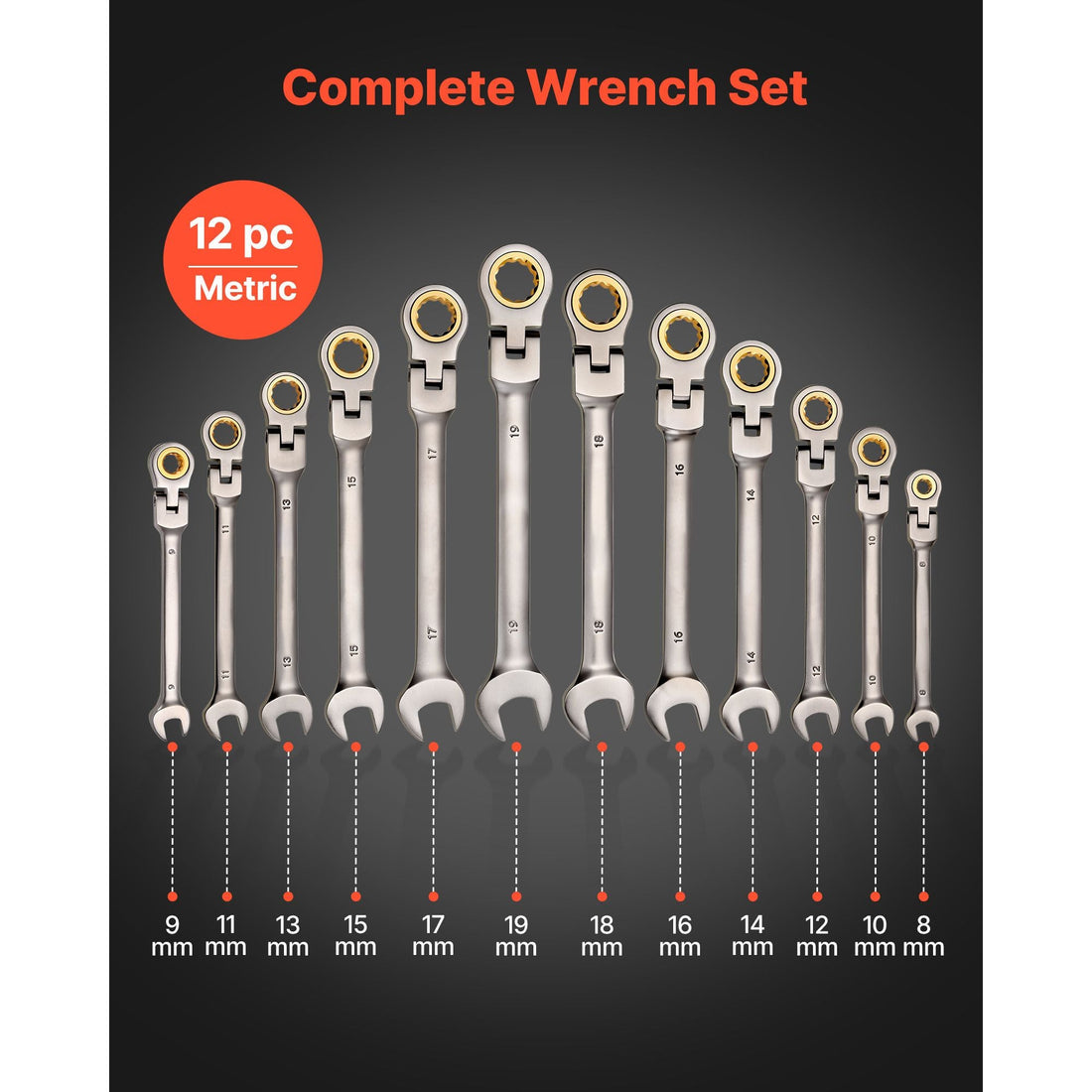 flex head ratcheting wrench set
