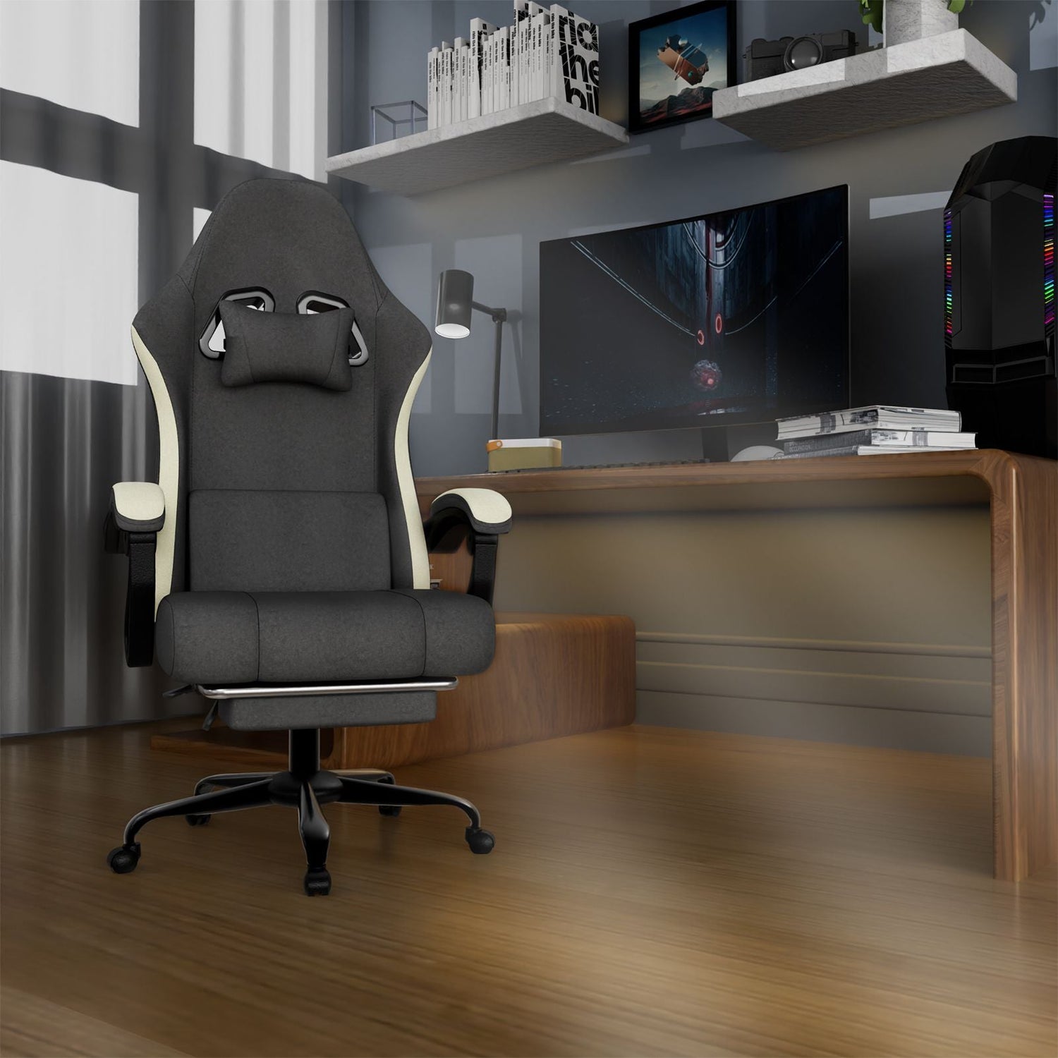 ergonomic gaming chair with footrest