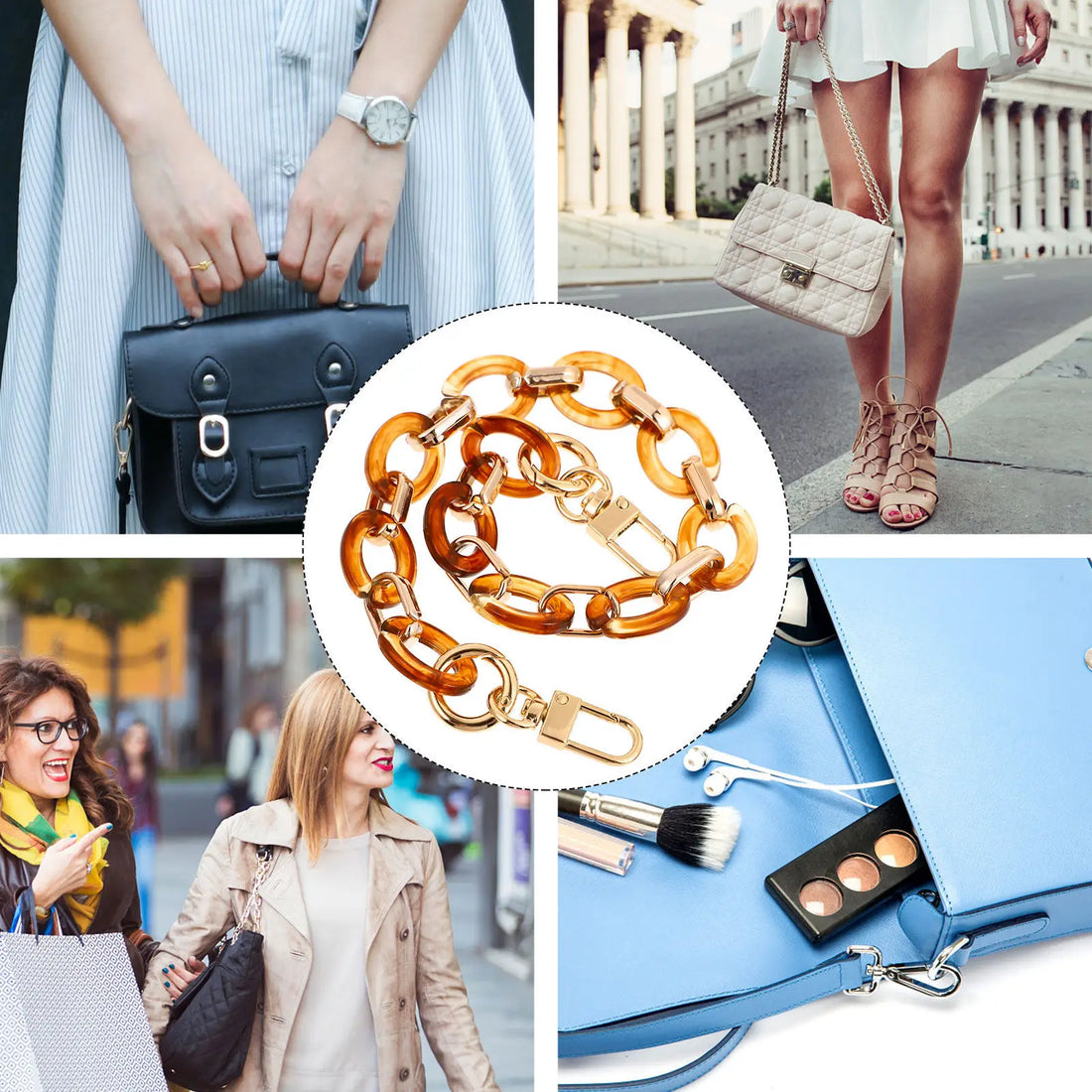 Resin Purse Chain Exquisite Lightweight Bag Replacement Strap Stylish Outdoor Handbag Shoulder Chain Bright Color Design