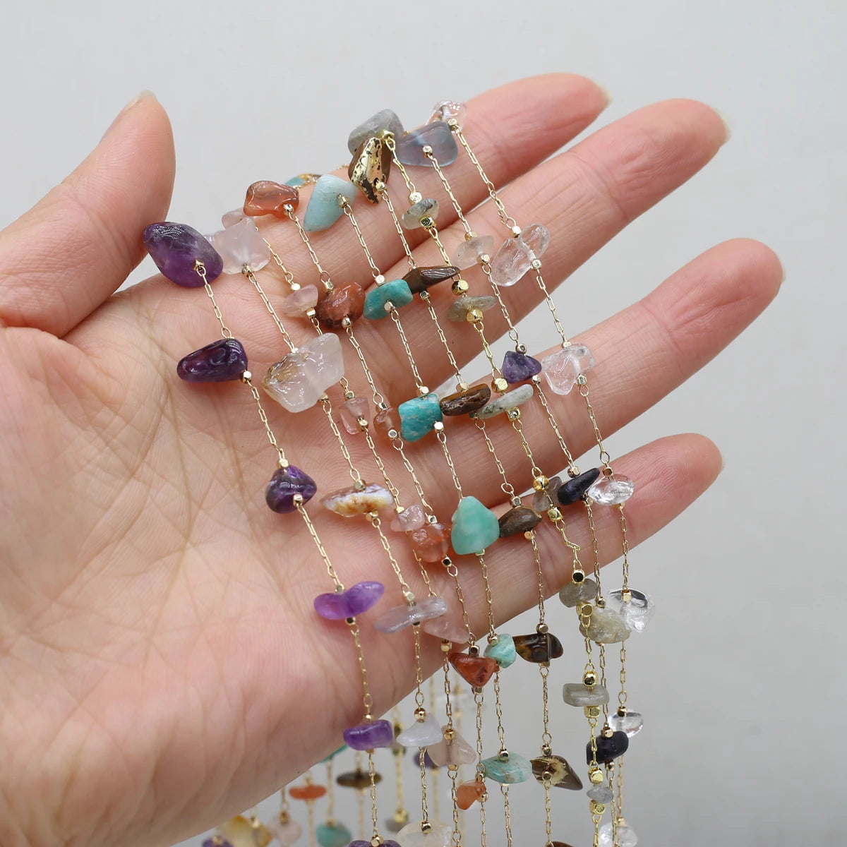 Natural Amethyst Stone Beaded Trendy Eyeglasses Chain Party Gift for Women Men Glasses Mask Rope Accessories Length 80cm