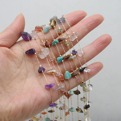 Natural Amethyst Stone Beaded Trendy Eyeglasses Chain Party Gift for Women Men Glasses Mask Rope Accessories Length 80cm