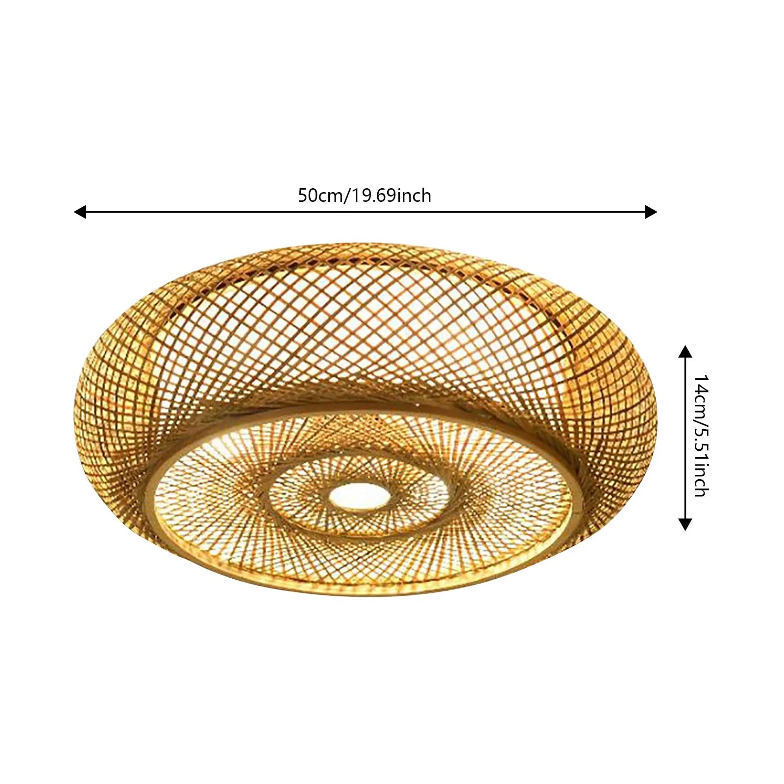 50cm LED Bamboo Woven Ceiling Light 110V E26 Bulb Not Included