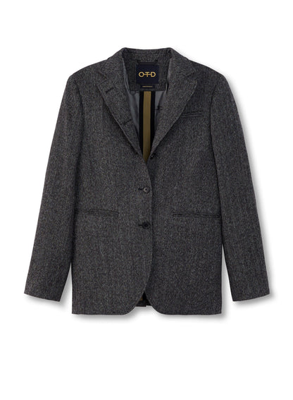 Herringbone Single-Breasted Jacket