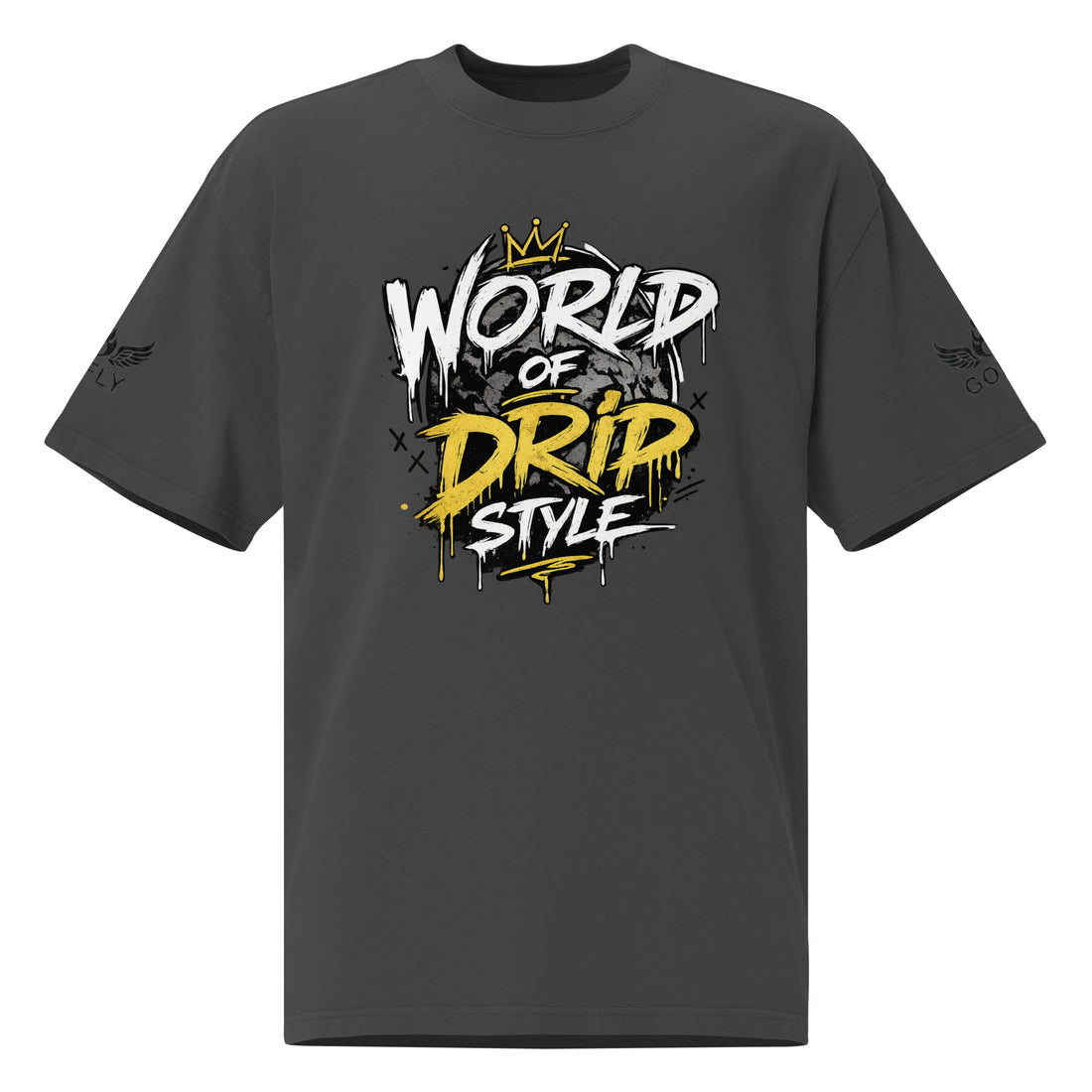GoFly World Of Drip Style Oversized faded t-shirt