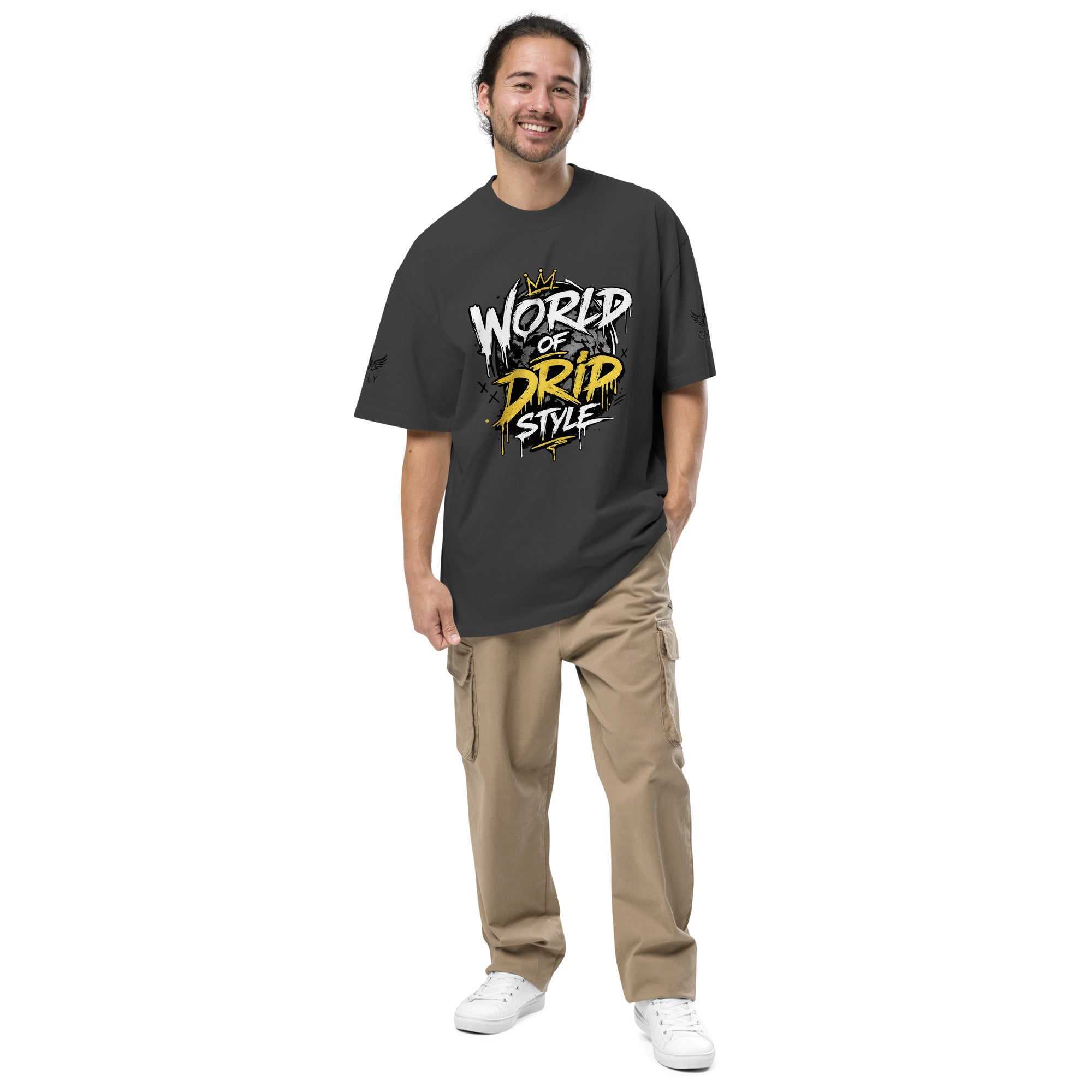 GoFly World Of Drip Style Oversized faded t-shirt