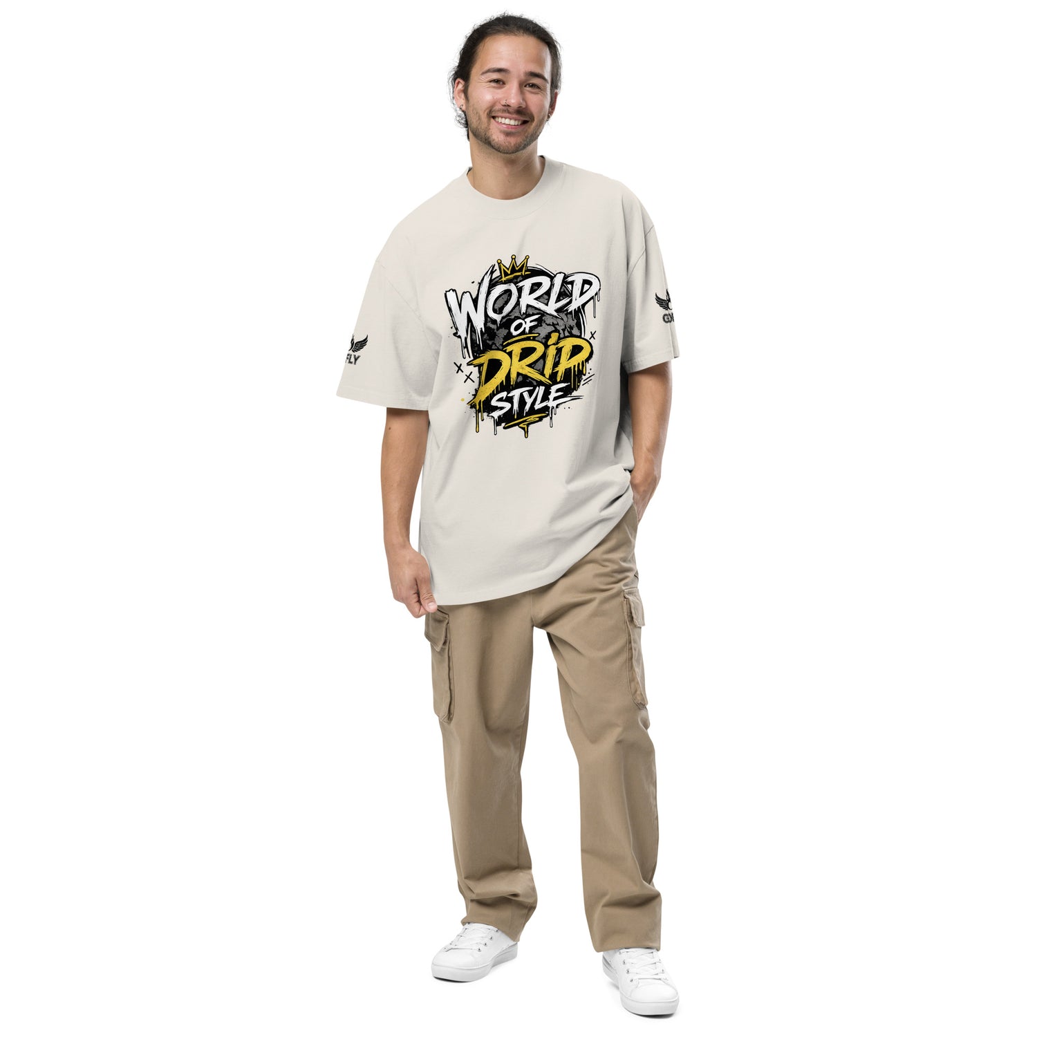 GoFly World Of Drip Style Oversized faded t-shirt