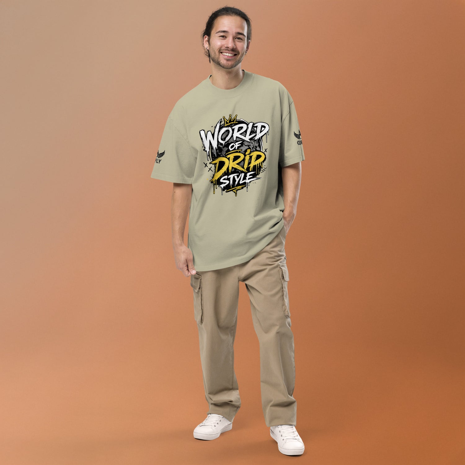 GoFly World Of Drip Style Oversized faded t-shirt