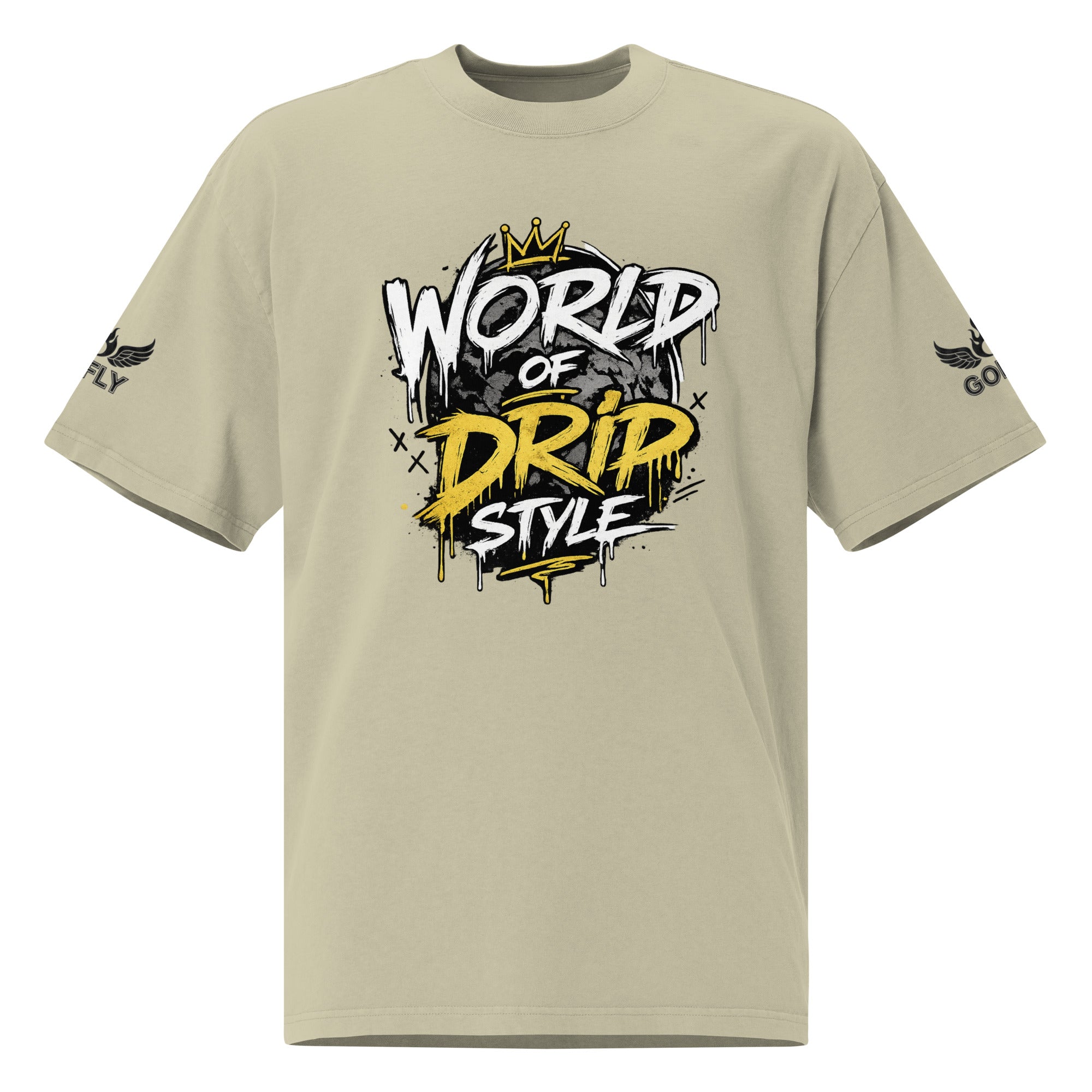 GoFly World Of Drip Style Oversized faded t-shirt