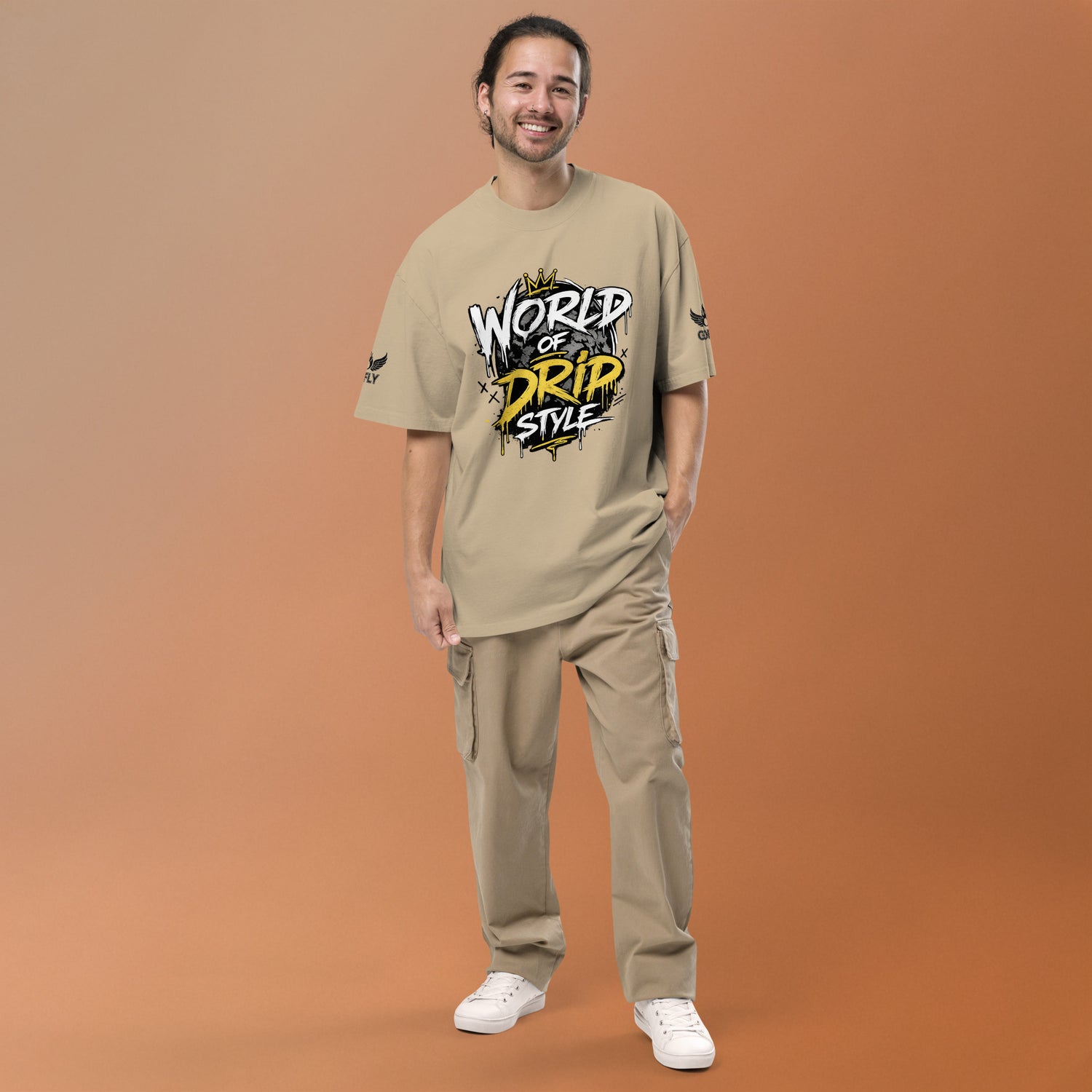 GoFly World Of Drip Style Oversized faded t-shirt