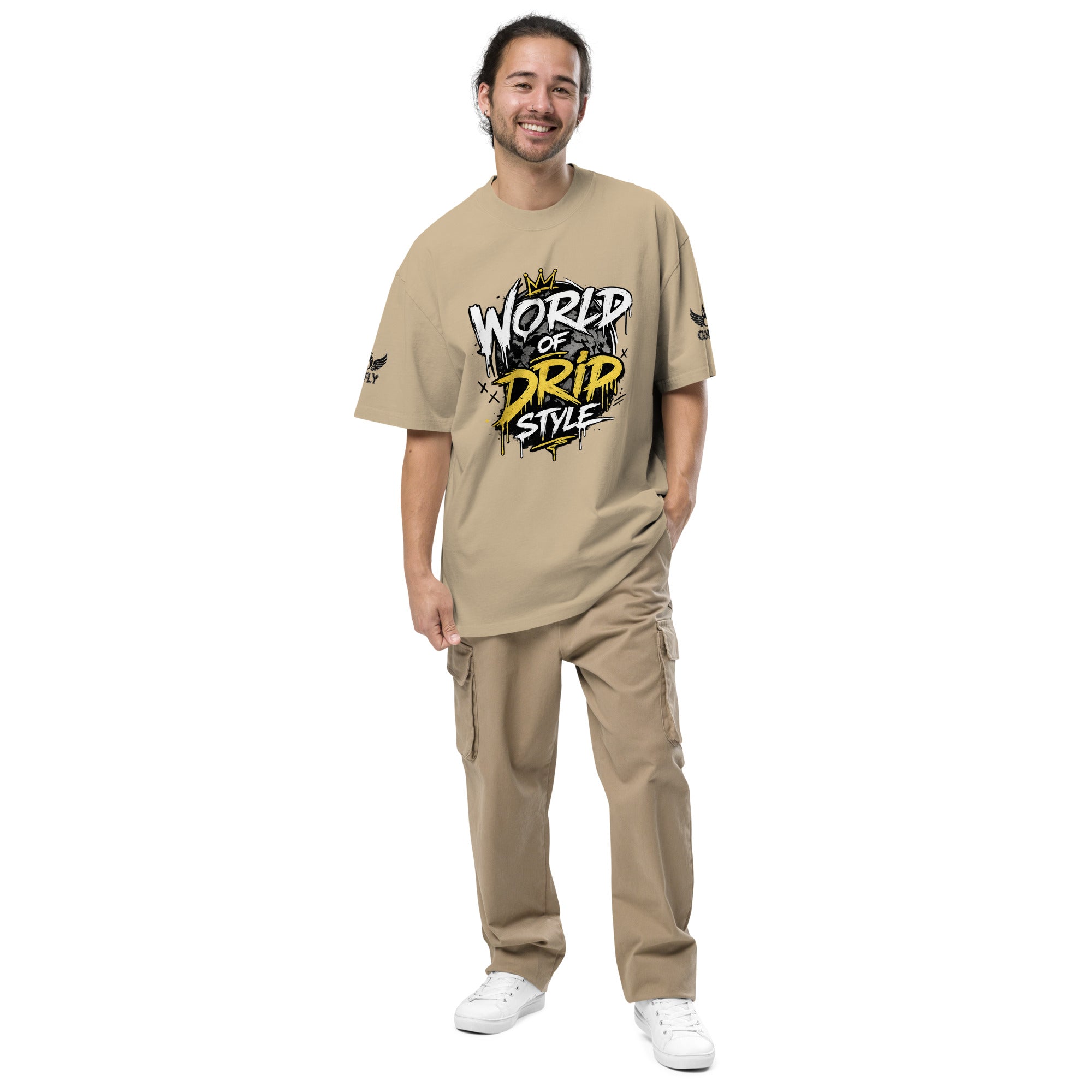 GoFly World Of Drip Style Oversized faded t-shirt