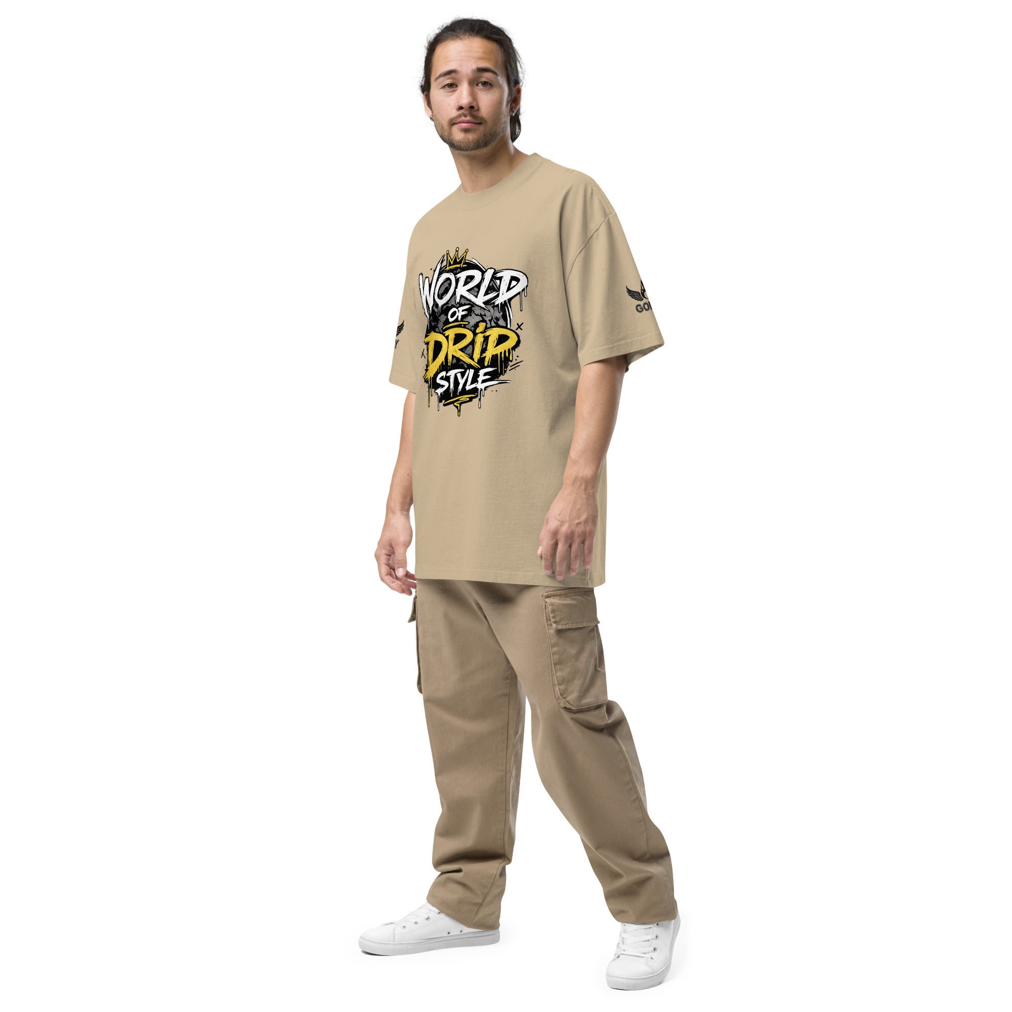 GoFly World Of Drip Style Oversized faded t-shirt
