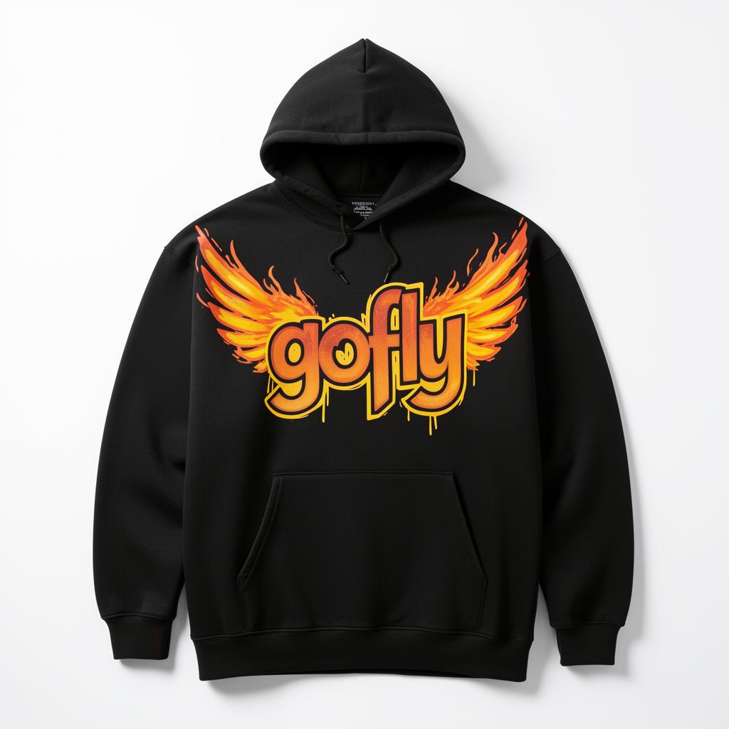 Black gofly flame wings hoodie